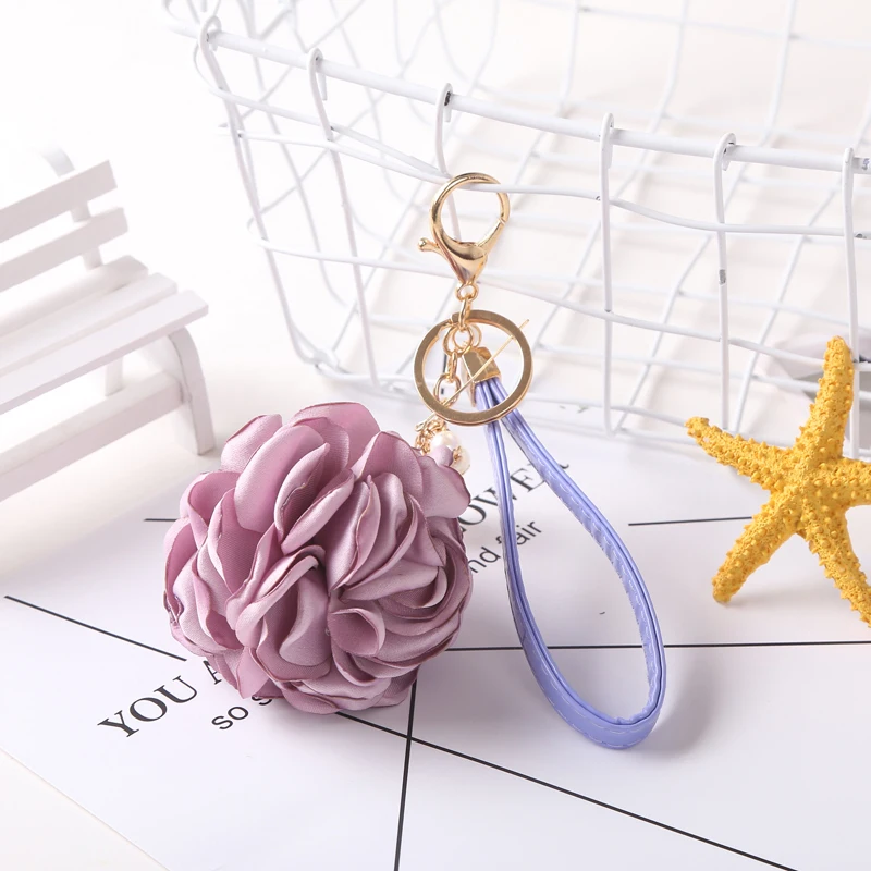 Горячая Распродажа брелок в виде цветка из шифона кольцо для ключей дамская
