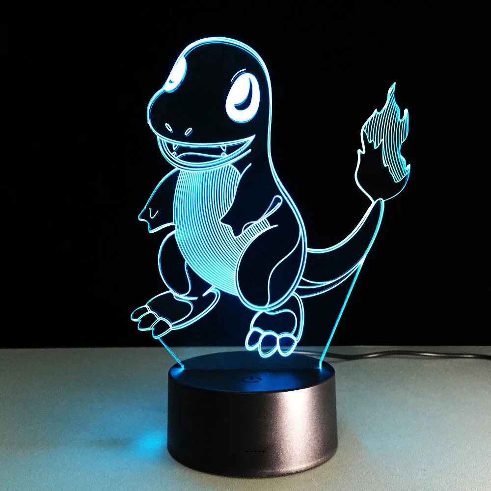 Светодиодные ночные светильники 3d bulbing licht toys Pocket Monster Charmander настольная лампа