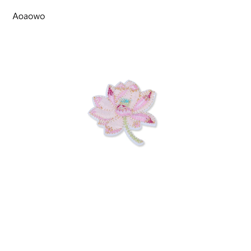 Aoaowo розовый Лотос патч железа на ткани вышитые шляпа цветок аппликация пришить Diy