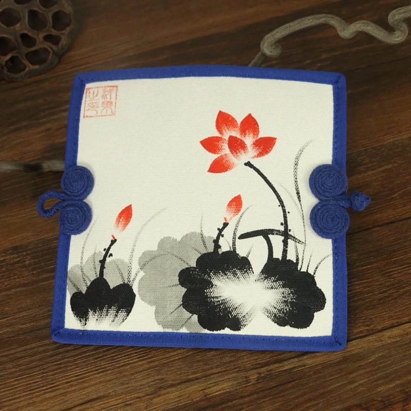 Китайский художественная чернильная роспись цветок лотоса Женская холстяная