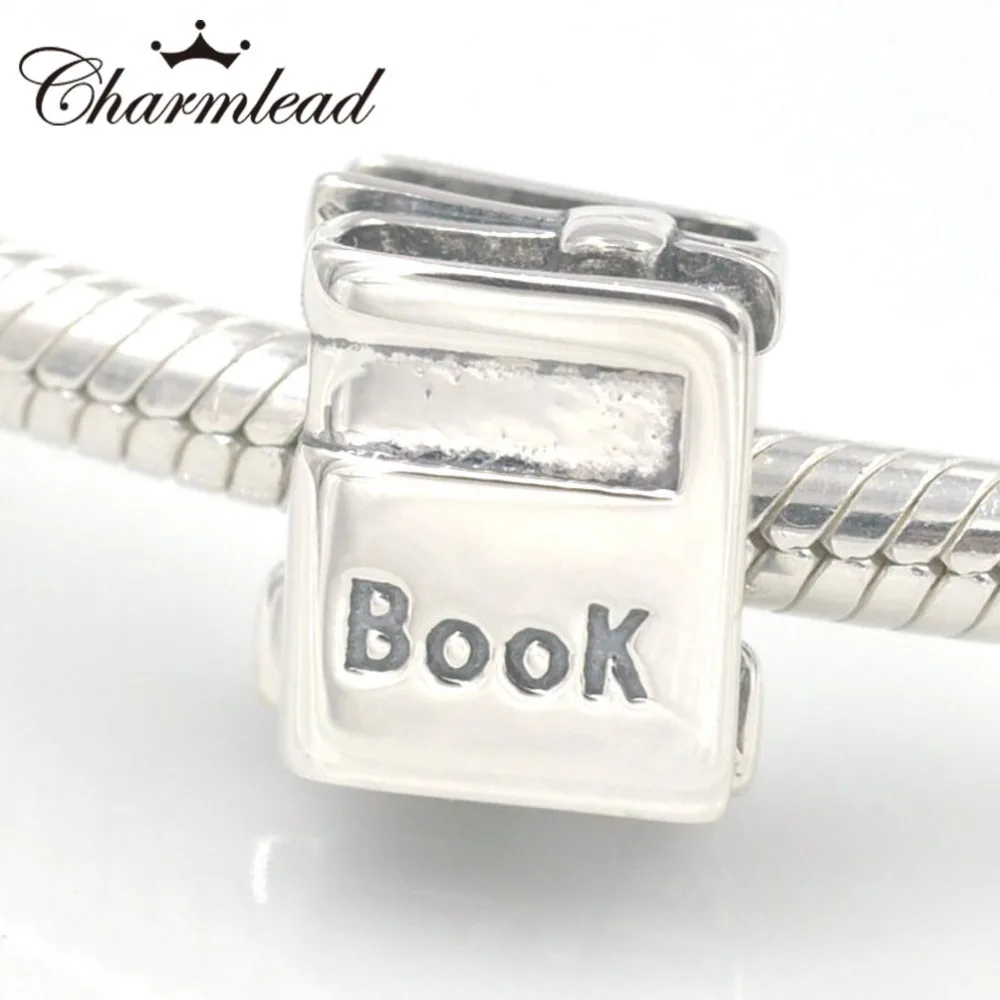Подвеска книга из серебра 925 пробы с бусинами Подходит для Pandora Charms браслета сделай сам ювелирных