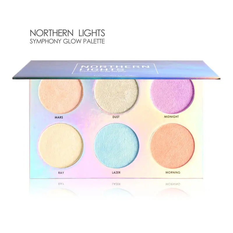 1 Focallure Northorn Light, 6 цветов, симфония, светящаяся палитра, контур для лица, Радужный макияж, хайлайтер, набор для макияжа, консилер для лица - Цвет: 1