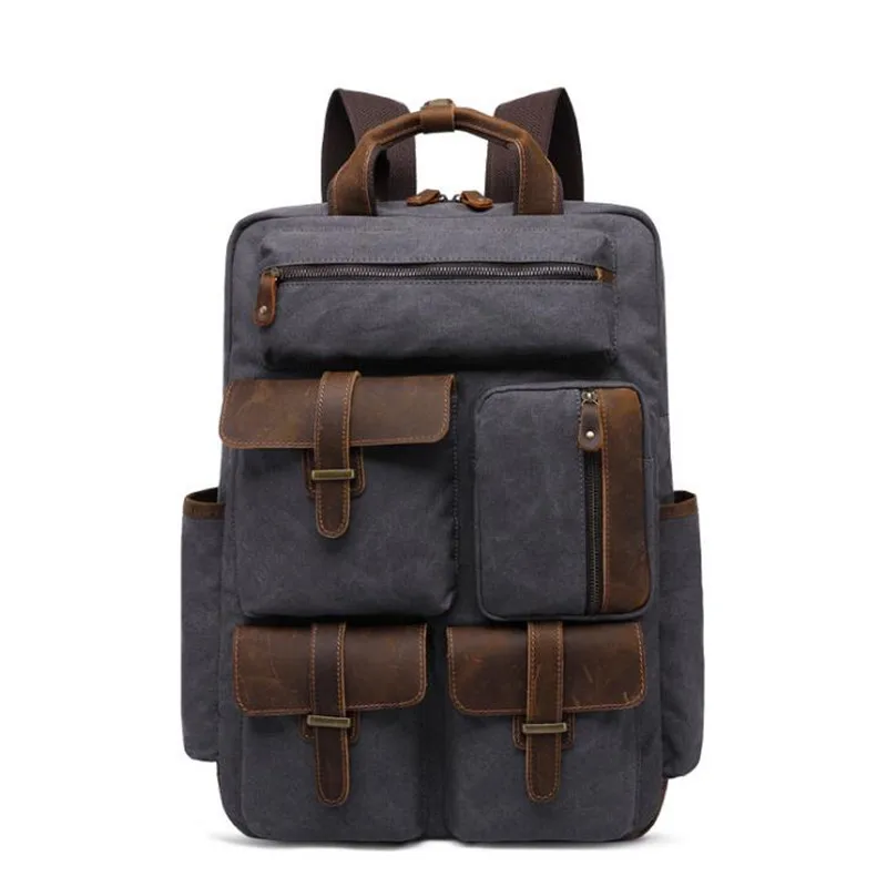 Hot High Quality Brand New Trend Multi-purpose Men Vintage Canvas Laptop bag Man Travel Bags Retro Military Style Backpack P862 | Багаж и