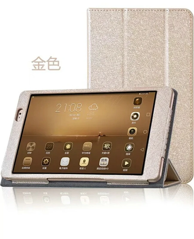 Роскошный шелковый зерна Folio Stand кожаный чехол Smart Cover для MediaPad Media Pad M2 8,0 M2-801 801 802+ 1x Ясно экран протектор