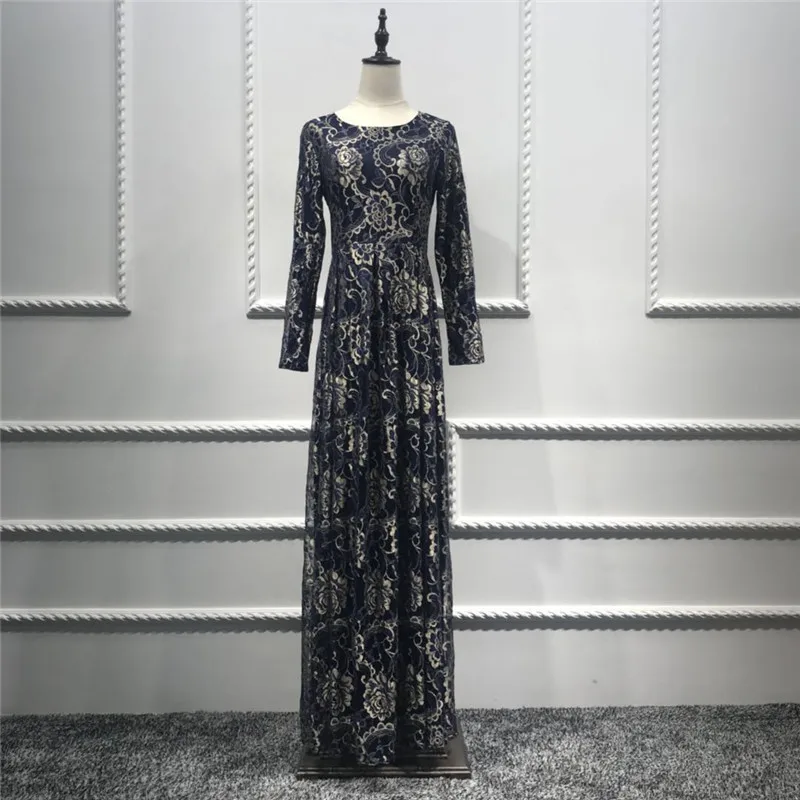 Женское мусульманское платье с цветочным принтом Abaya длинное хиджаб Кафтан из