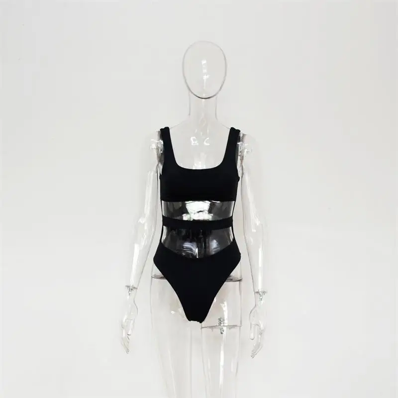 Black Swimsuit PLAVKY, сексуальный, с вырезами, бандаж, трикини, купальник, боди, монокини, с высокой талией, бразильский купальник, для женщин, сдельный купальник - Цвет: Black Swimsuit