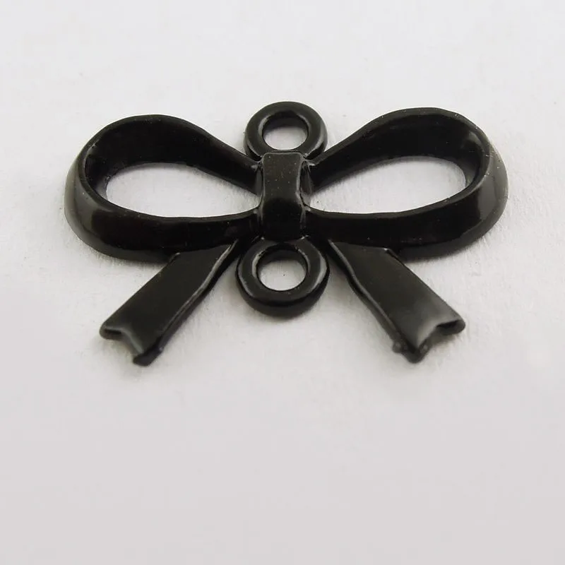 70pcs/pack Women Necklace Pendant Black Tone Alloy Bow knot Charms Connector Finding 22*13*2mm Jewelry Handmade Craft 37794 | Украшения и