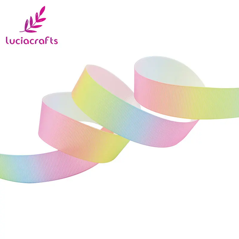 C5 Light color 25mm Lucia crafts 5 ярдов/10/15/25/40 мм градиентная расцветка; Высота Grosgrain ленты лук ручной работы для самостоятельного пошива одежды упаковочная Материал S0302 - Цвет: C5 Light color 25mm