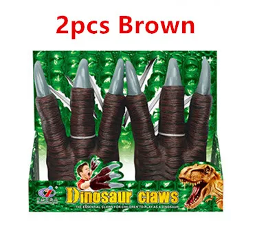 2pcs Brown Перчатки с когтями динозавров, игрушечный динозавр для костюмированной вечеринки на Рождество, Хэллоуин, вечерние Детские трюки, игрушки для розыгрыша на Хэллоуин, детские подарки - Цвет: 2pcs Brown