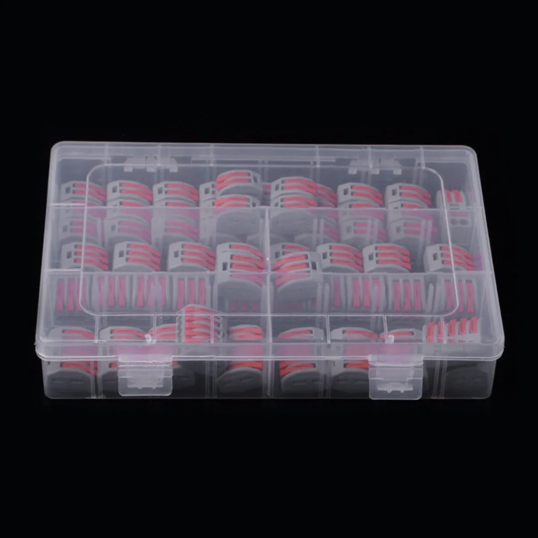 

60pcs Home Compact Splicing Connector Wire 2 3 5 Pole Cable Clamp Nut Terminal Block Lever For Lighting Fixtures