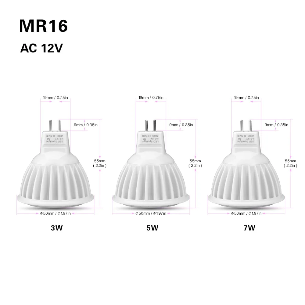 MR16 12 В DC / AC COB Светодиодный точечный светильник лампа 3 Вт 5 7 GU5.3 110 220 алюминиевый