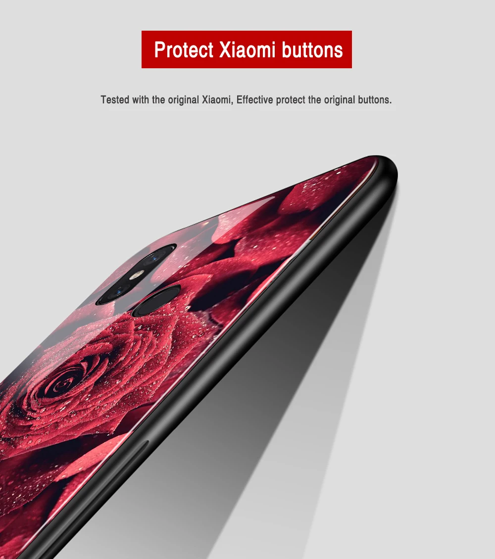 Чехол с красной розой для xiaomi mi 9, стеклянная задняя крышка, цветочный чехол для xiaomi 6 8 9 se 8 lite explorer mi x 2 2s 3 max 3