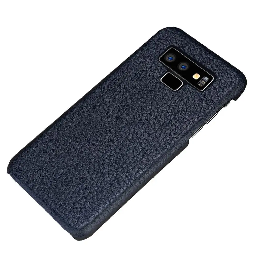 Для Galaxy Note 9 чехол для телефона, тонкий роскошный чехол из натуральной кожи с рисунком личи для samsung Galaxy Note 9 S10 S9 Coque - Цвет: dark blue