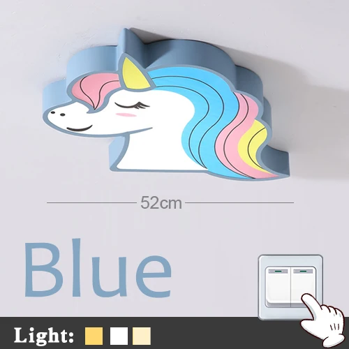 Blue-switch dimming Единорог светильник для детской комнаты светодиодный потолочный светильник s с пультом дистанционного управления мультяшный абажур детская комната милый потолочный светильник deco детская комната - Цвет корпуса: Blue-switch dimming