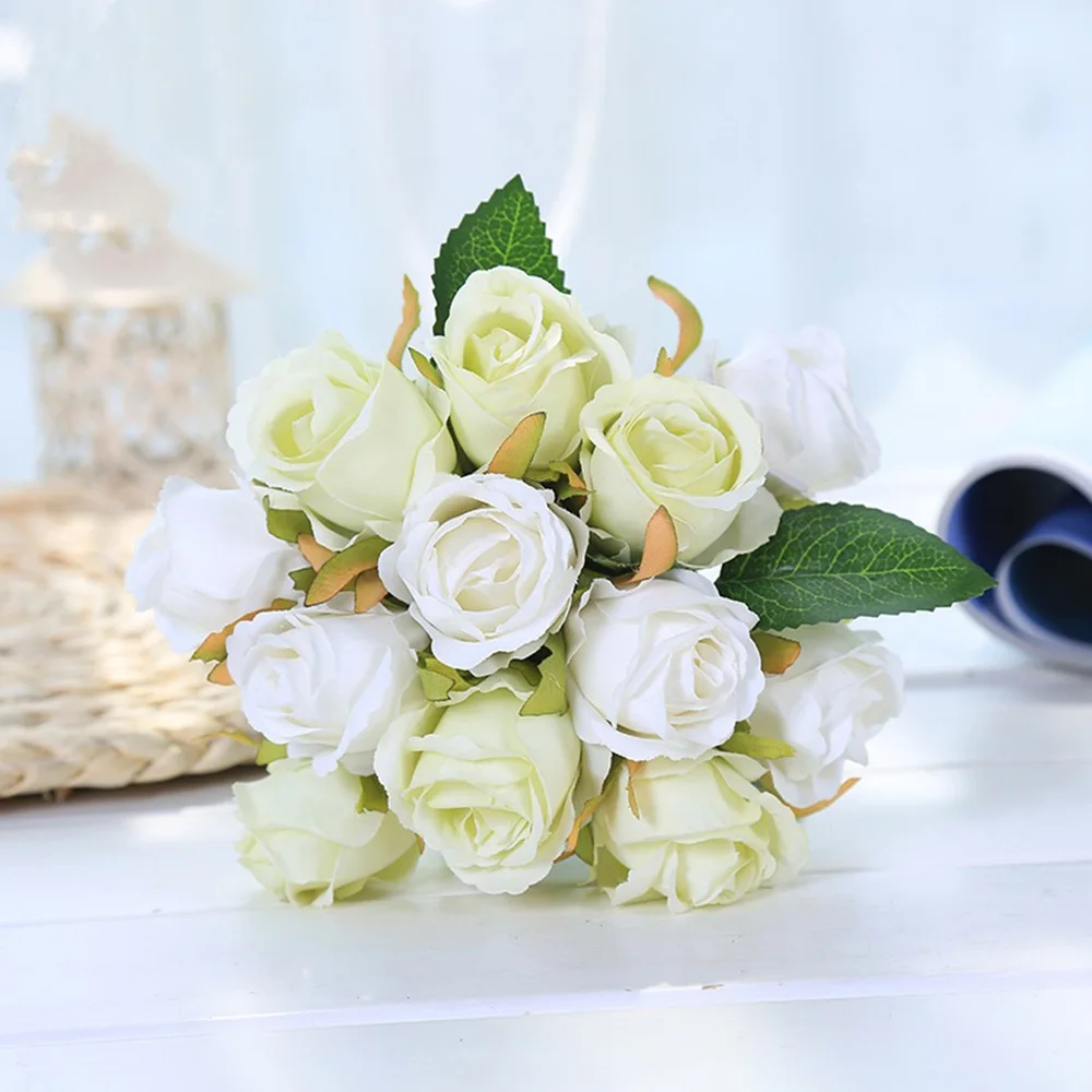 12 голов розовый Искусственный Пион из шелка цветы букет поддельные для дома сада