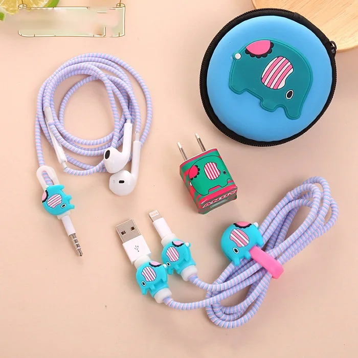 Чехол для наушников мультяшный usb-кабель протектор для наушников с кабельным Стикеры для намотки спиральный usb-шнур с зарядным устройством для iphone 5 6 6s 7 8 - Цвет: 16