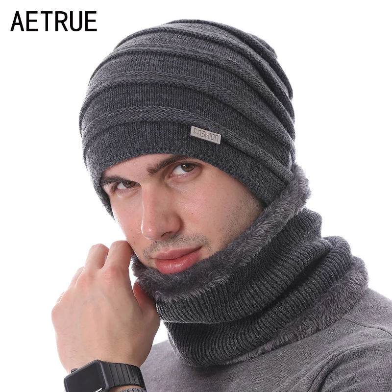 

AETRUE Fashion Winter Hat Scarves Skullies Beanies Men Bonnet Knitted Hats For Men Women Brand Gorras Warm Wool Male Beanie Cap