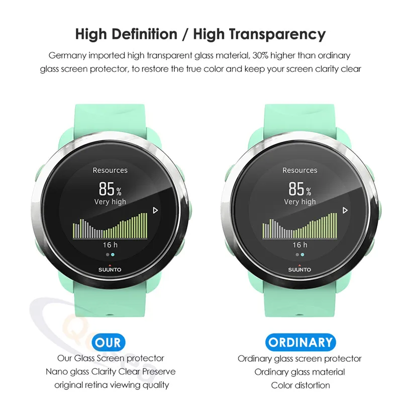 Qosea закаленное Стекло для Suunto 3 Фитнес Экран протектор 9 H ультра тонкий прозрачный