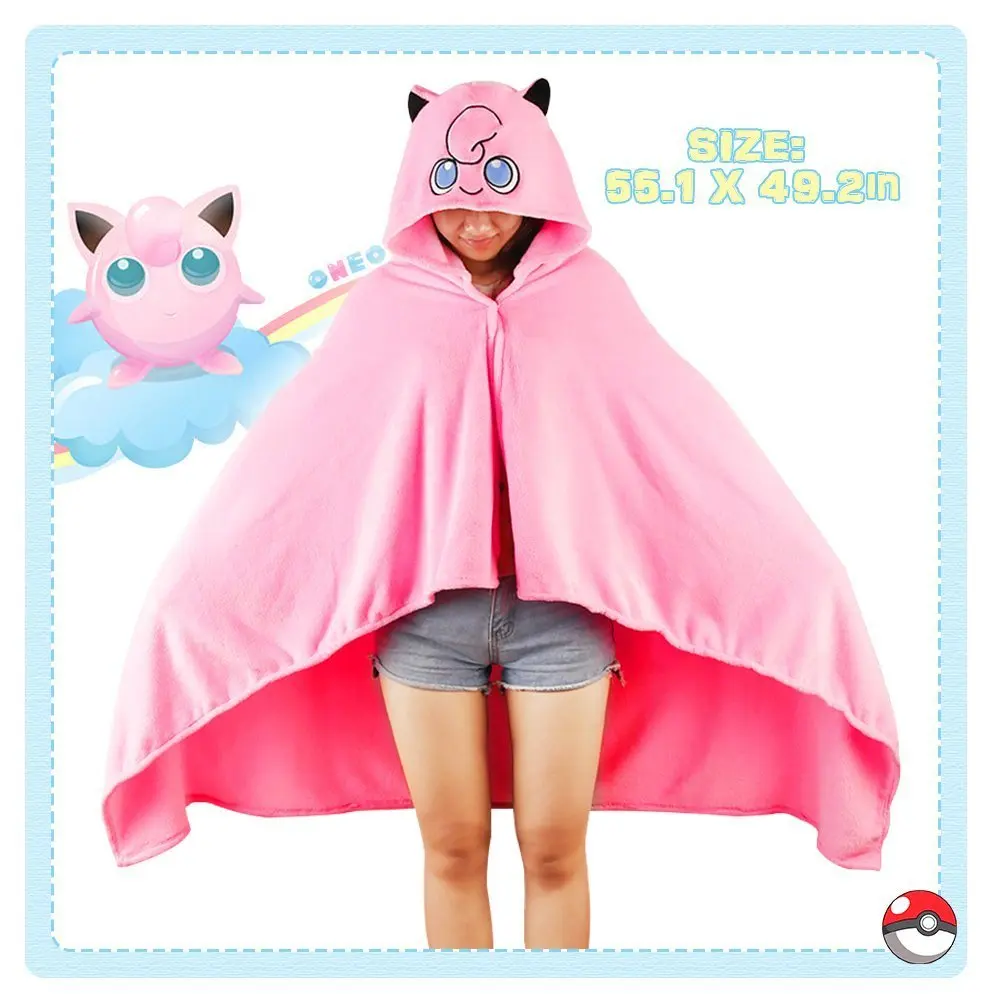 

OJBK Hooded Cape Coat Anime Pokemon Cosplay Cloak Comfortable Otaku Girl Air conditioner Blanket Spring Winter Shawl Jigglypuff