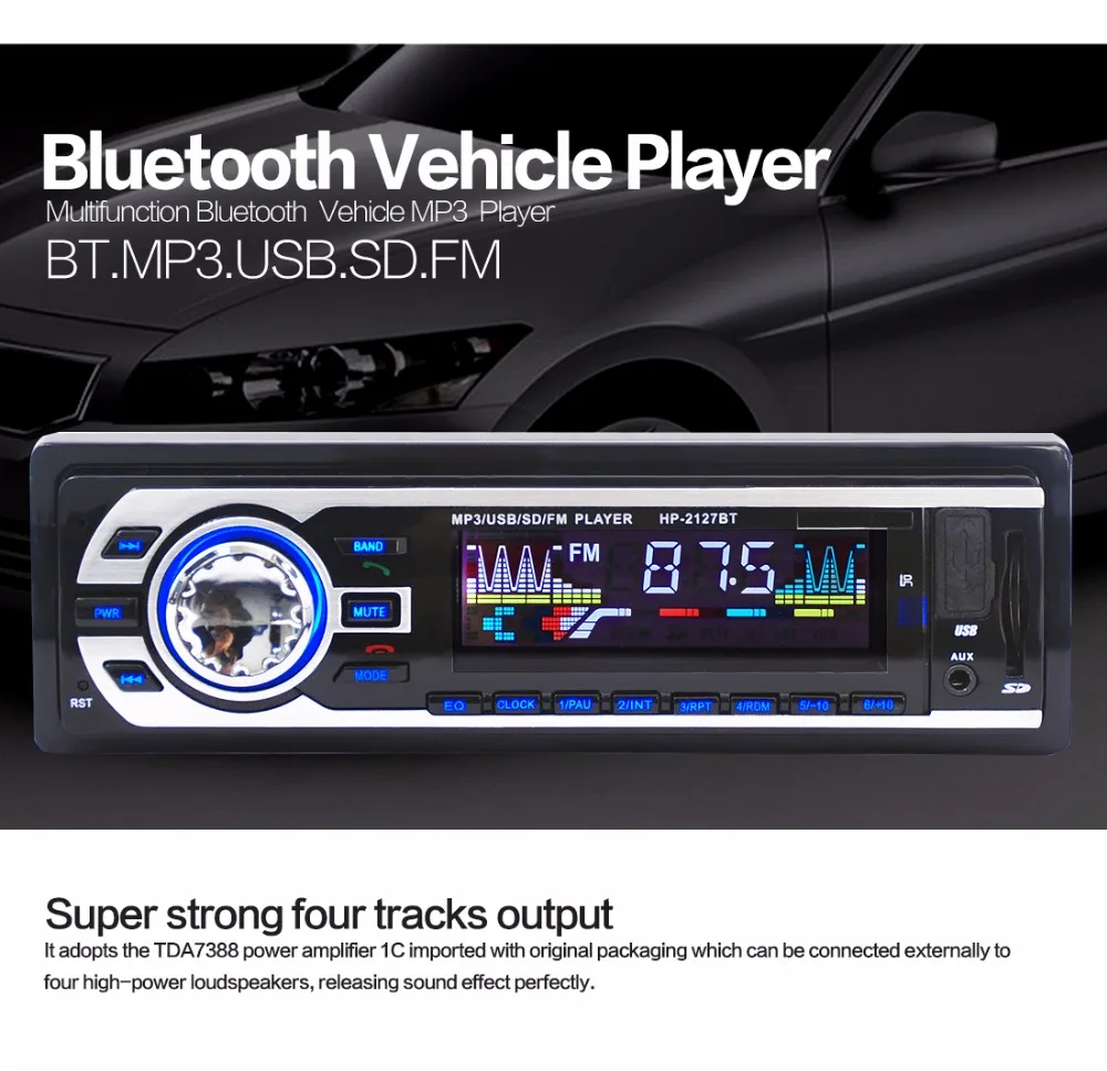 Автомобиль Радио панель Bluetooth с подарком 1-Din стерео FM USB/SD разъемом подачи внешнего сигнала AUX MP3 плеер в тире передатчик