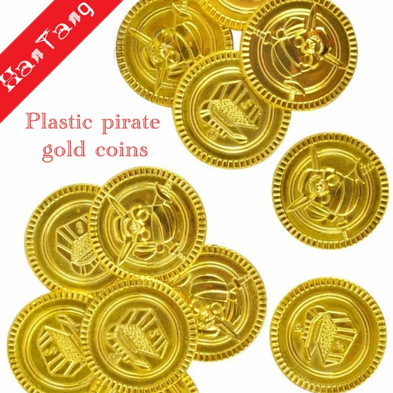 100 шт Пластиковые Золотые сокровища в виде монет пират золотые монеты реквизит