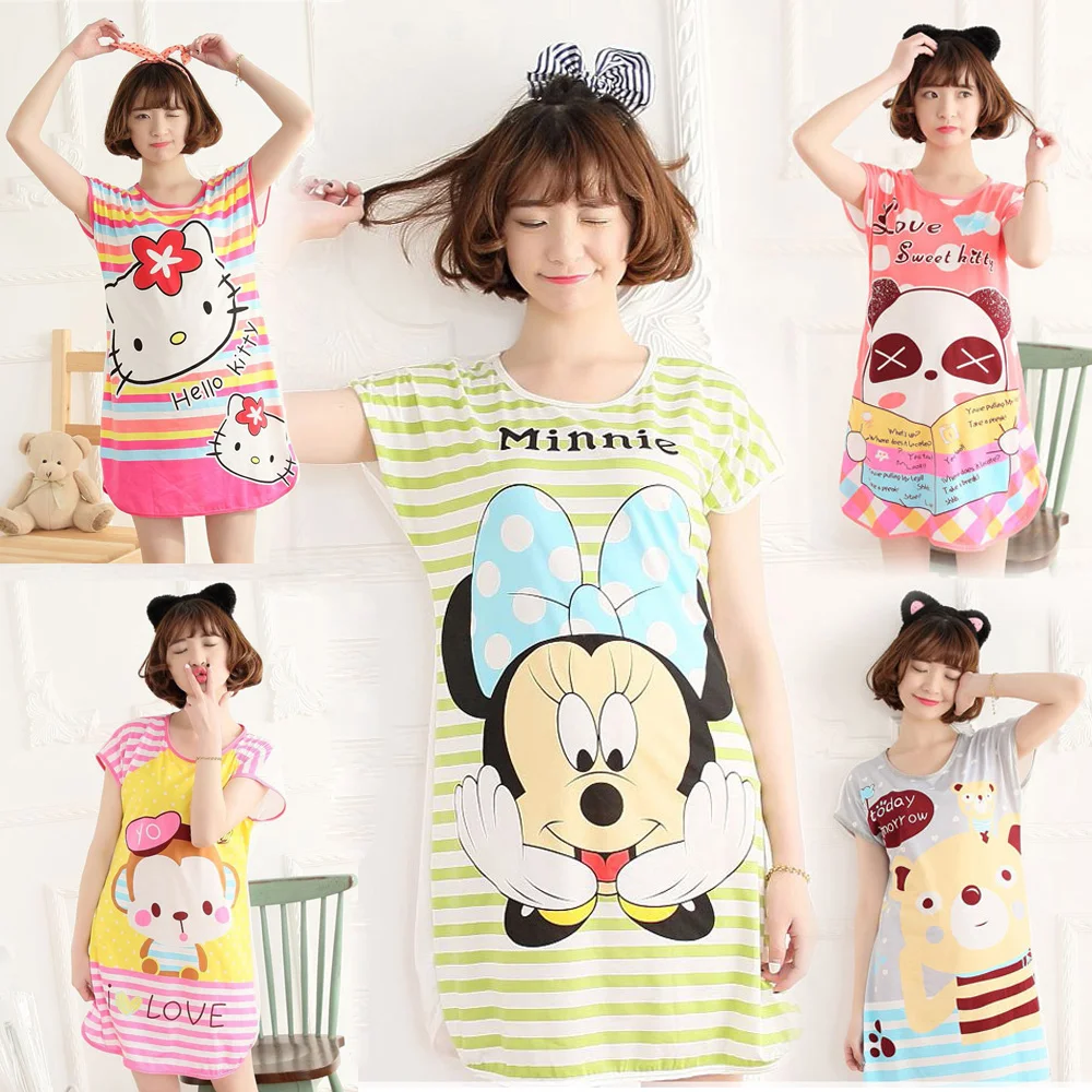 BabYoung/пижамы для девочек свободное платье сна с рисунком панды и мышки ночная