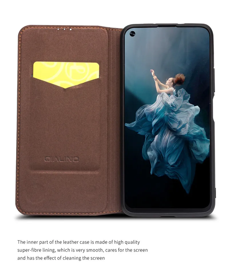 QIALINO роскошный флип-чехол из натуральной кожи для huawei Honor 20 чистый бизнес-чехол с сумка с отделением для карт для Honor 20 Pro 6,26 дюймов
