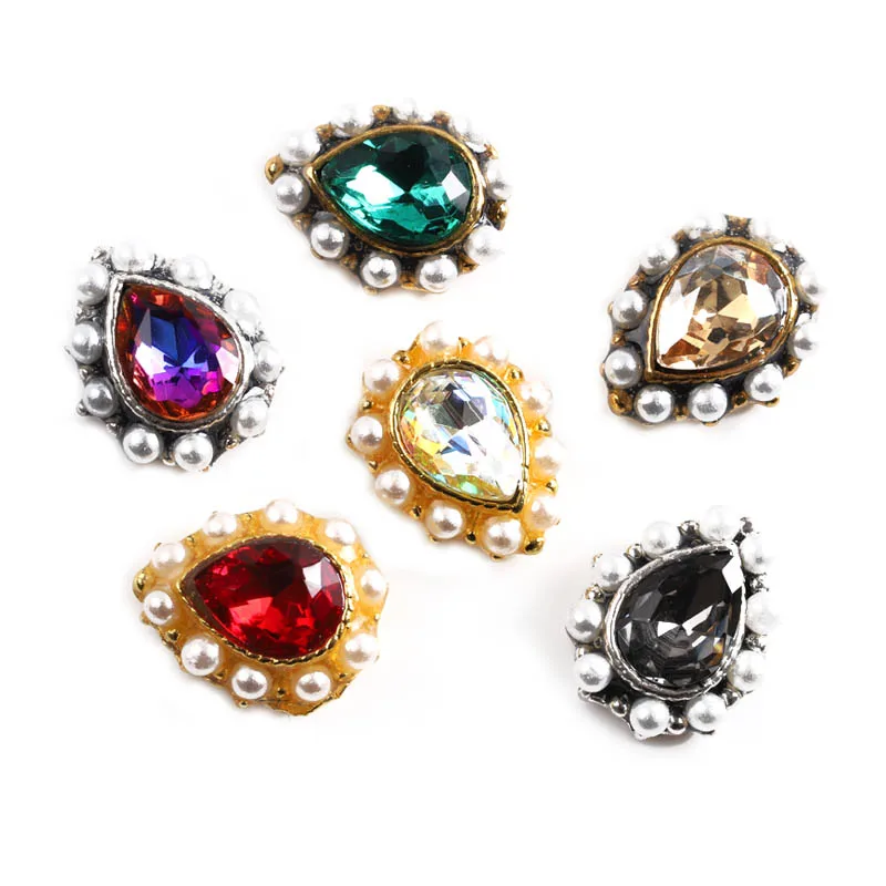 10pcs/lot Korean Design Popular Nail Art Decoration Water Drop with Rim Pearl Rhinestones Crystal DIY | Красота и здоровье