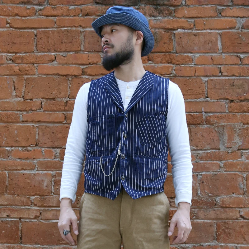 Винтажный Мужской жилет в полоску Bronson повседневный жилет|vest men casual|vest menmens casual vests