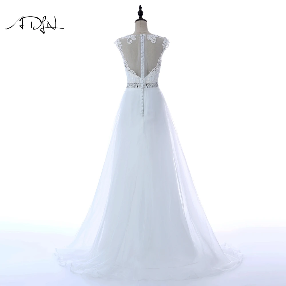 ADLN простой Свадебные платья А прозрачная вышивка бисером с украшениями в виде