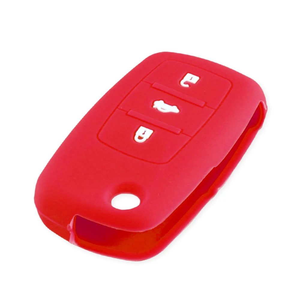 Красный KEYYOU Hot Silicone Car Key Cover Case Shell Fob For VW Golf Bora Jetta POLO GOLF Passat Skoda Octavia A5 Fabia SEAT Ibiza Leon - Название цвета: Красный