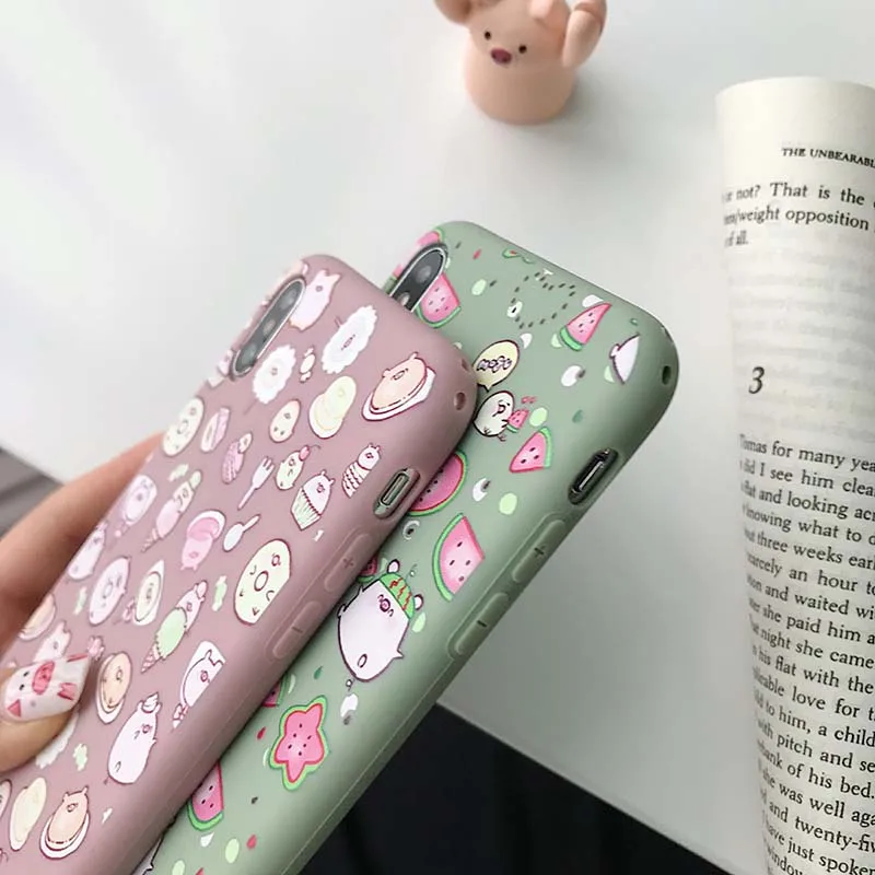 Cartoon Cute Ice Cream Powder Pig Phone Case For iPhone X XR XS Max 6 6S Plus Soft Back Cover 7 8 Cases Capa |