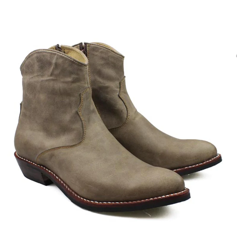 

100% Brand New Handmade Boots Men Pointed 3.5cm Heels Cowhide Genuine Leather Men Ankle Boots Classic Cowboy Boots Men Botas