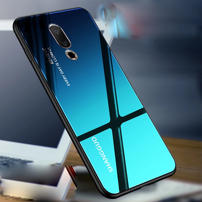 Чехол Meizu 16 Plus из закаленного стекла с градиентом Авроры чехол для th цветной