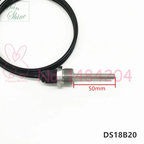 DS18B20 цифровой датчик температуры BSP G1/" нить 20 50 100 мм Зонд 1 м ПВХ 3-провод с сердечником SUS304 из нержавеющей стали в виде ракушки детектор - Цвет: 50mm probe