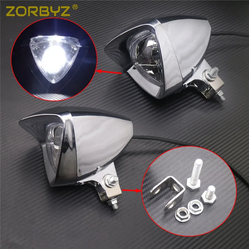 ZORBYZ мотоциклетные хромированные СВЕТОДИОДНЫЕ пластиковые точечные фары
