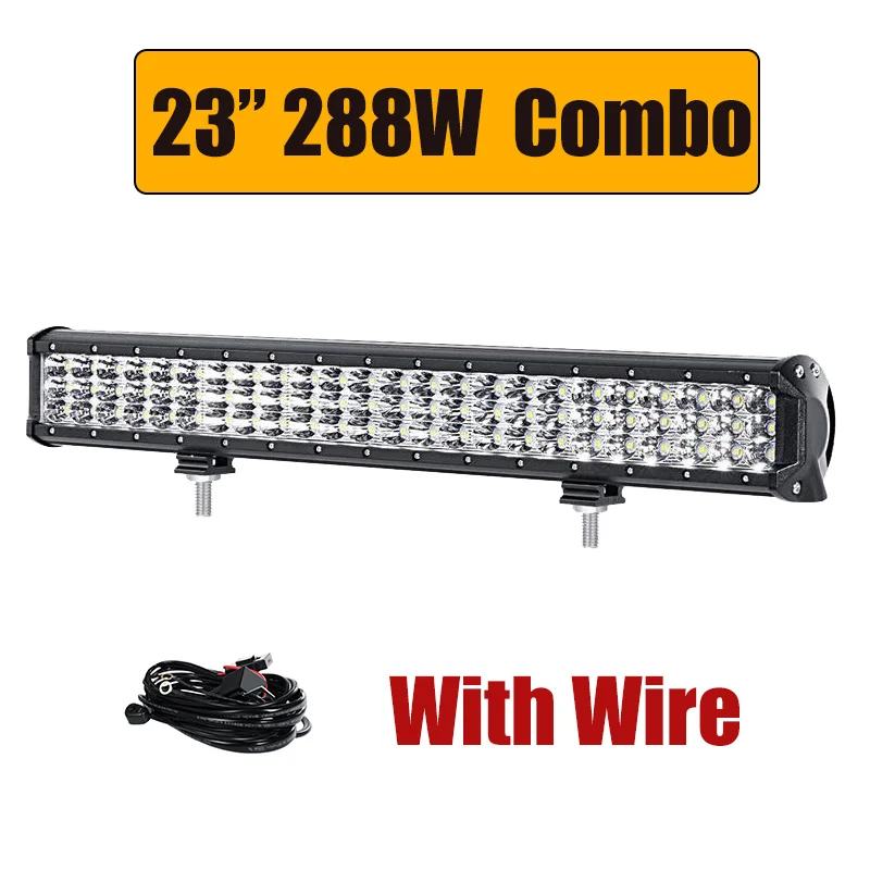 23inch 288W w Wire Partol " 7" 1" 14" 2" 23" 2" 31" 3-РЯД светодиодный светильник бар Offroad светодиодный бар Combo луча Светодиодный светильник для грузовиков, внедорожников, квадроциклов, наводненных 4x4 4WD 12 В/24 в пост V - Цвет: 23inch 288W w Wire