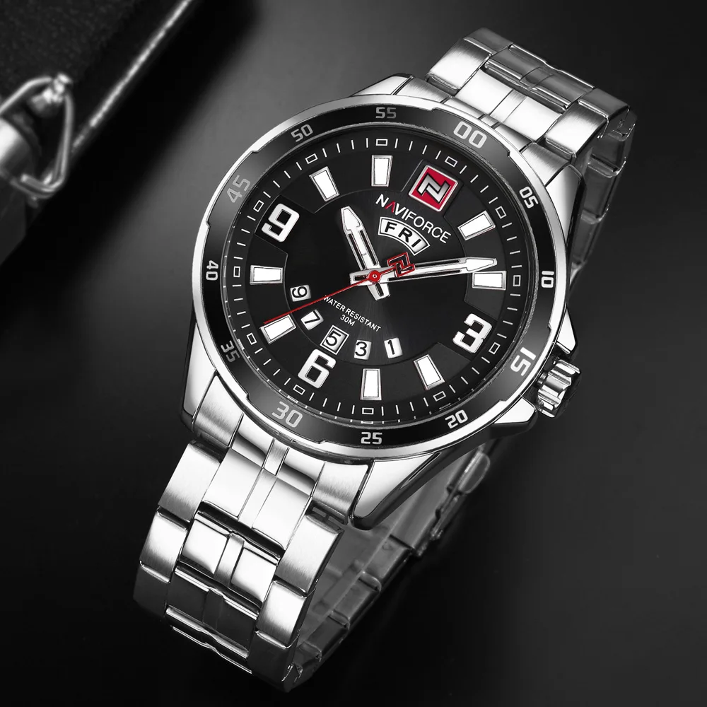 Мужские золотые часы Топ бренд Naviforce 9106 спортивные часы мужские водонепроницаемые полностью Стальные кварцевые армейские военные часы мужские Relogio Masculino