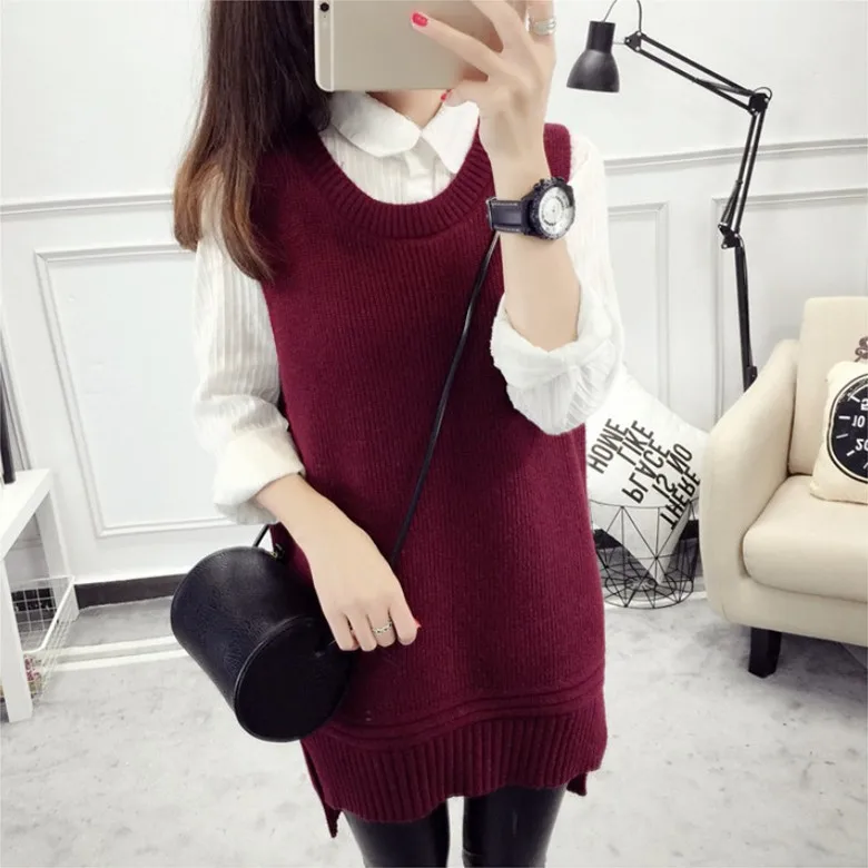 Spring and Autumn New Arrival Women Fashion O-neck Knitting Vest Korean Style Female Elegant Casual Sweater | Женская одежда