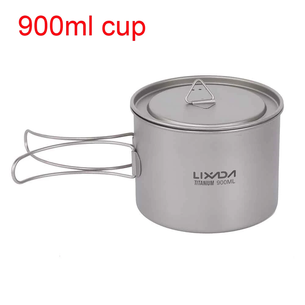 900ml cup 900 мл/1600 мл титановый горшок, подвешиваемый походный горшок, портативный стакан для воды с крышкой, складная ручка, походная посуда, посуда для пикника - Цвет: 900ml cup