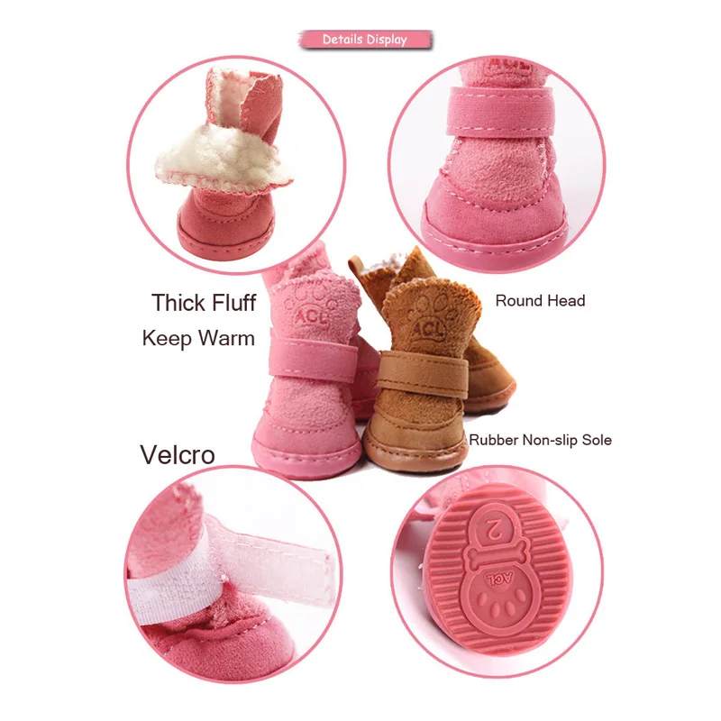Зимняя Толстая Теплая Обувь для собак 4 шт./компл. уличные зимние Нескользящие