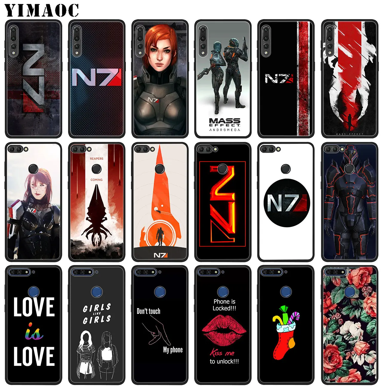 Мягкий силиконовый чехол YIMAOC N7 для Huawei P30 P20 Pro P10 P9 Lite Mini 2017 P Smart Z 2019 черный из ТПУ