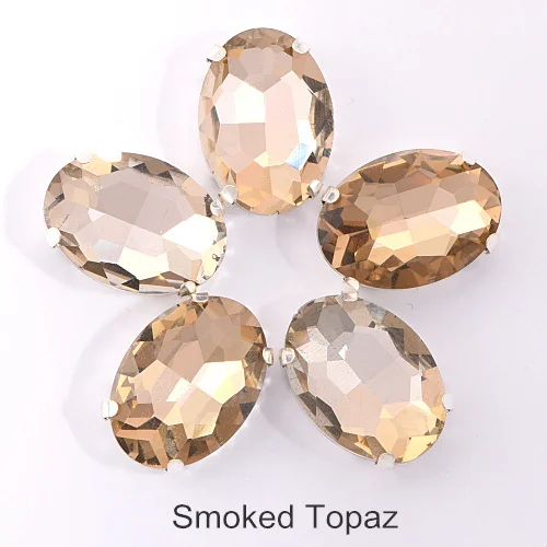 Smoked Topaz Овальные разноцветные стеклянные стразы кристаллы пришивные стразы с когтями овальные стразы пришивные когти стразы свадебное платье B3176 - Цвет: Smoked Topaz