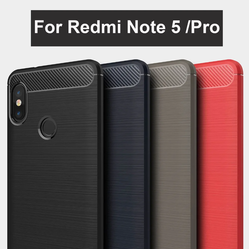 Для Xiaomi redmi note 5 Pro Силиконовый противоударный чехол из углеродного волокна мягкая