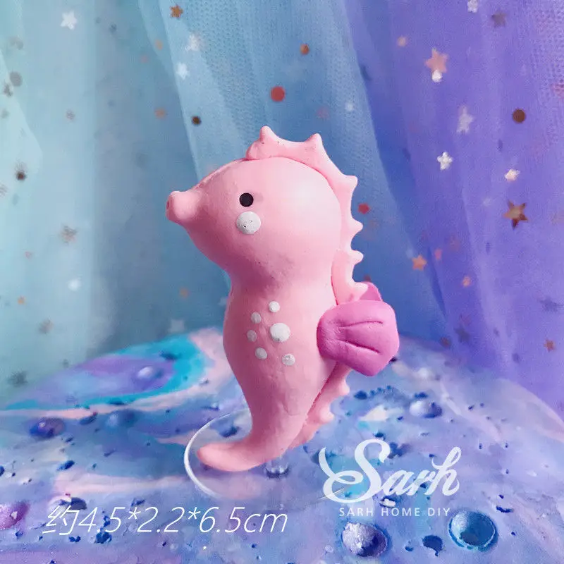 Pink seahorse Русалка морской конек Морская звезда Торт Топпер океан мир день рождения десерт украшения для девочек день детей вечерние принадлежности милый подарок - Цвет: Pink seahorse