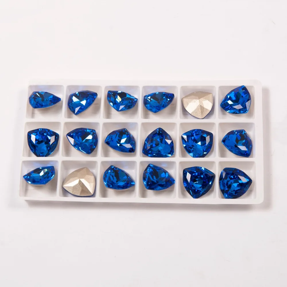 Sapphire 4706 Trilliant Top плоские стеклянные кристаллы стразы base sew on декоративные камни