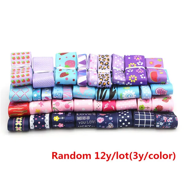 Mixed Colors Случайные 12 лет/партия корсажные/атласные Мультяшные ленты DIY банты Швейные ленты Рождественские вечерние украшения смешанный стиль/размер YS0709 - Цвет: Mixed Colors