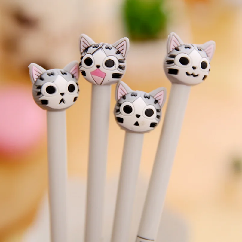300PCS Cute Cartoon Cat Plastic Gel Pens Lovely Kawaii Pen Novelty Item Japanese School Supplies | Канцтовары для офиса и дома