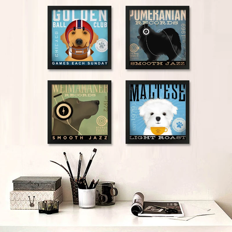 Художественная Картина на холсте в американском стиле собака слушайте музыку