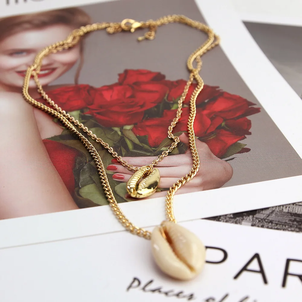 

TOUCHEART Boho Gold Seashell Necklace&Pendants For Women 2019 Alloy Choker Necklace Jewelry Chain Multilayer Necklaces SNE190088